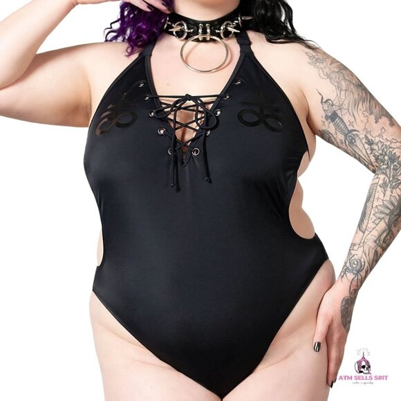 NWT Killstar Doro Monokini One-Piece Black Swimsuit Plus Size 2X - Picture 2 of 9